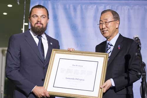 Ban Ki Mun Leonardo DiCaprio