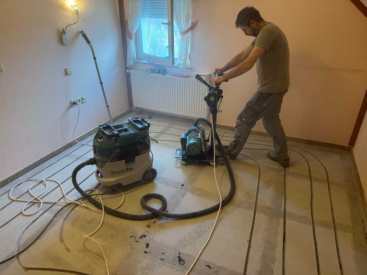 frezanje betona za talno ogrevanje potek v prostoru