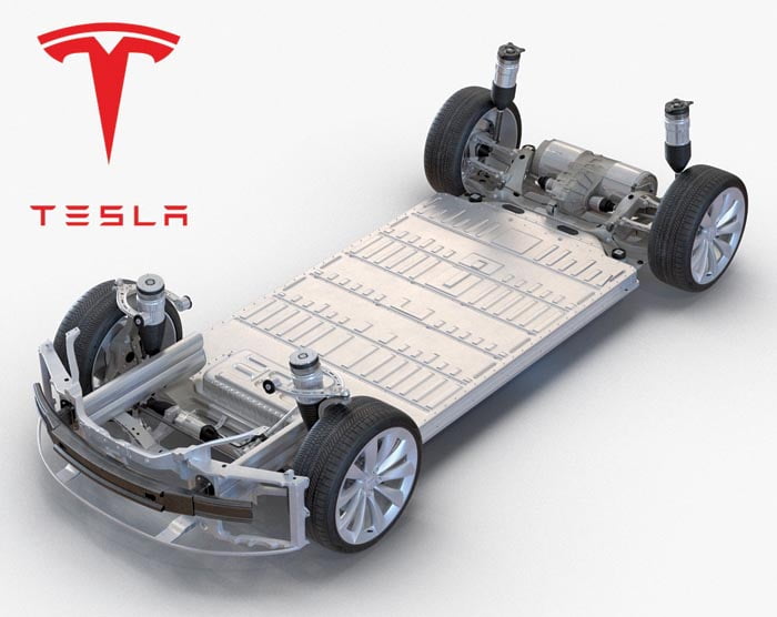 elektricni avto tesla podvozje baterija