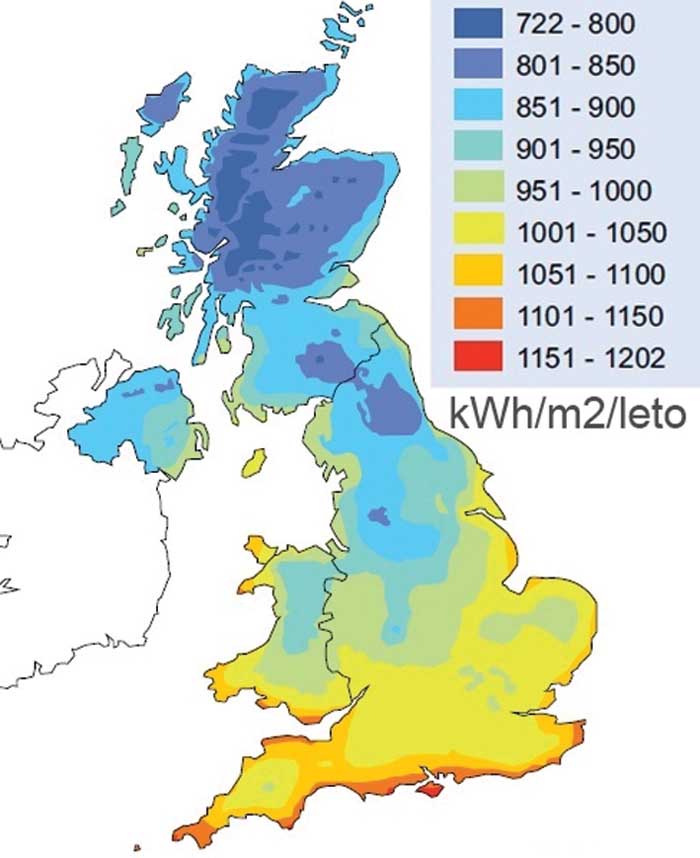 Strosek za soncno elektrarno osoncenost velike britanije