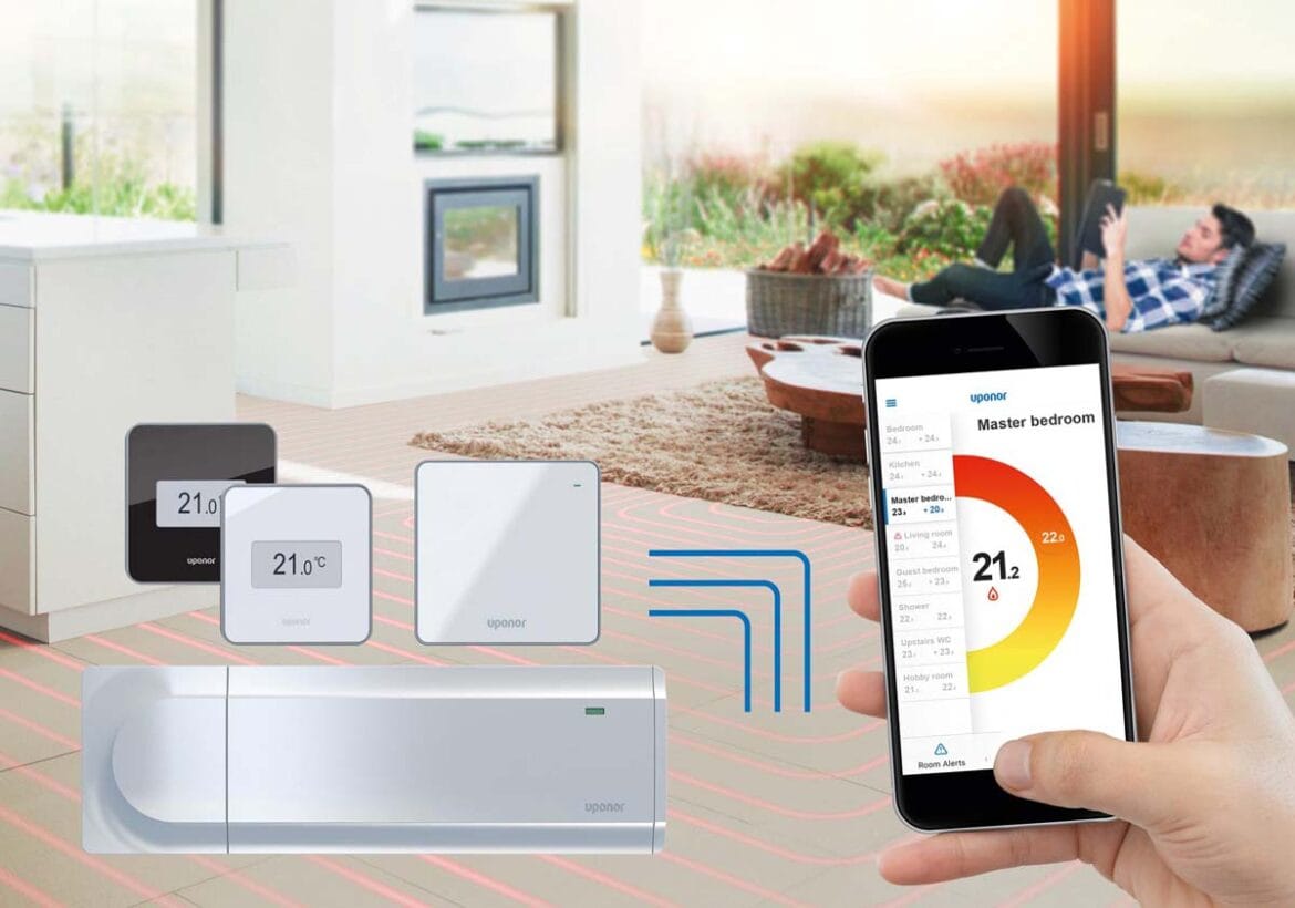 Regulacija talnega gretja Uponor Smatrix PULSE s pametno aplikacijo in sobnimi termostati
