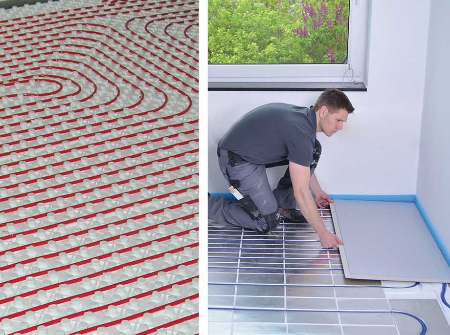 Talno ogrevanje – polaganje cevi v mokrem in suhem sistemu za nizkotemperaturno ogrevanje prostorov