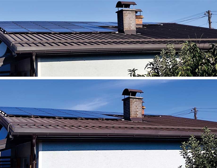 sam ocistil soncno elektrarno razlika ocisceni neocisceni Razlika med očiščenimi in neočiščenimi sončnimi paneli na strehi.