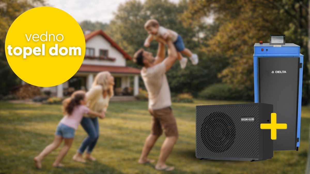 Kombinacija ogrevanja s toplotno črpalko in kotlom na polena zagotavlja topel dom in energetsko varnost