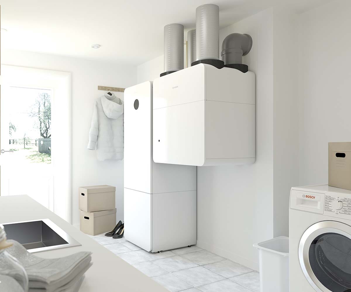 Bosch prezračevanje Vent nameščeno v tehničnem prostoru enodružinske hiše