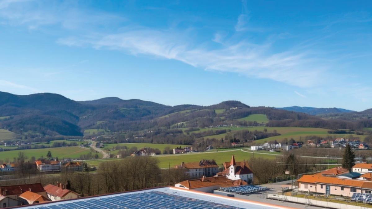 Sončna elektrarna na strehi stavbe v Sloveniji predstavlja proizvodnjo električne energije za souporabo